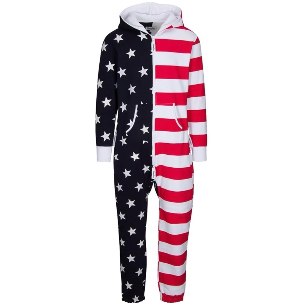 Woodies American Flag Onesi Men Women One Piece Jumpsuit Pajamas